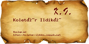 Koletár Ildikó névjegykártya